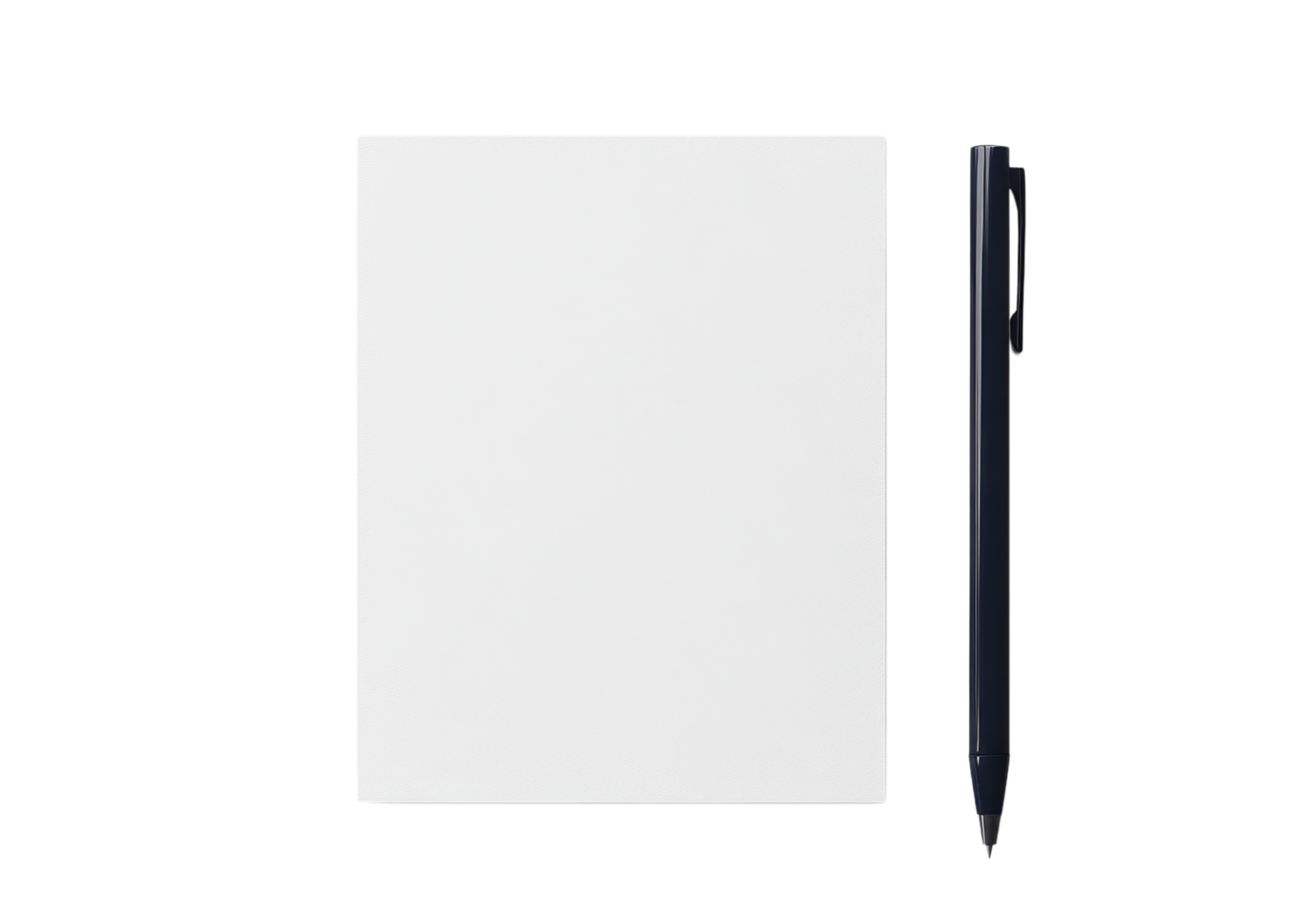 A white notepad with a pen sitting on top of it png