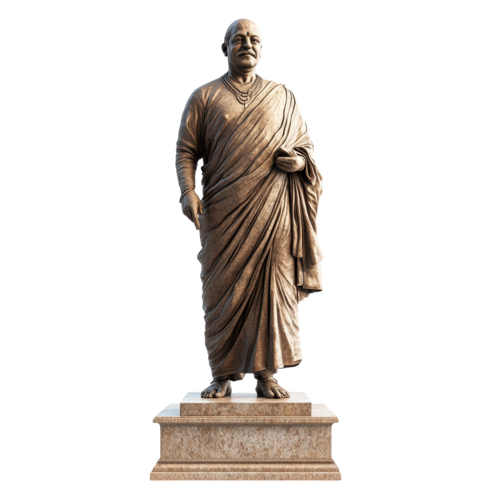 A statue of a man in a robe standing on a pedestal png