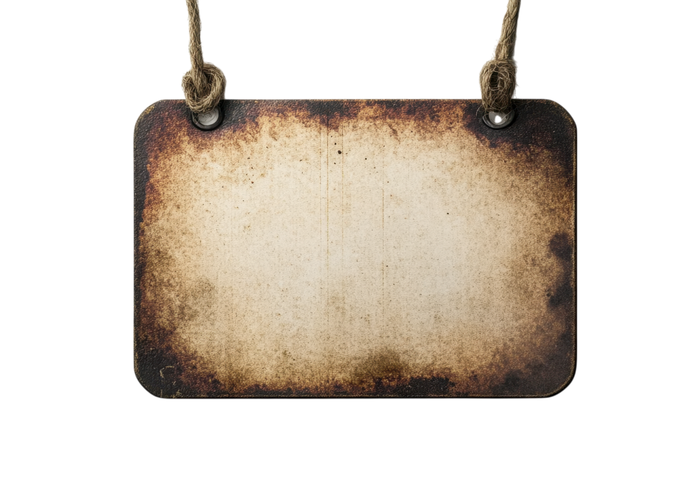 Old rusty sign hanging on a rope png