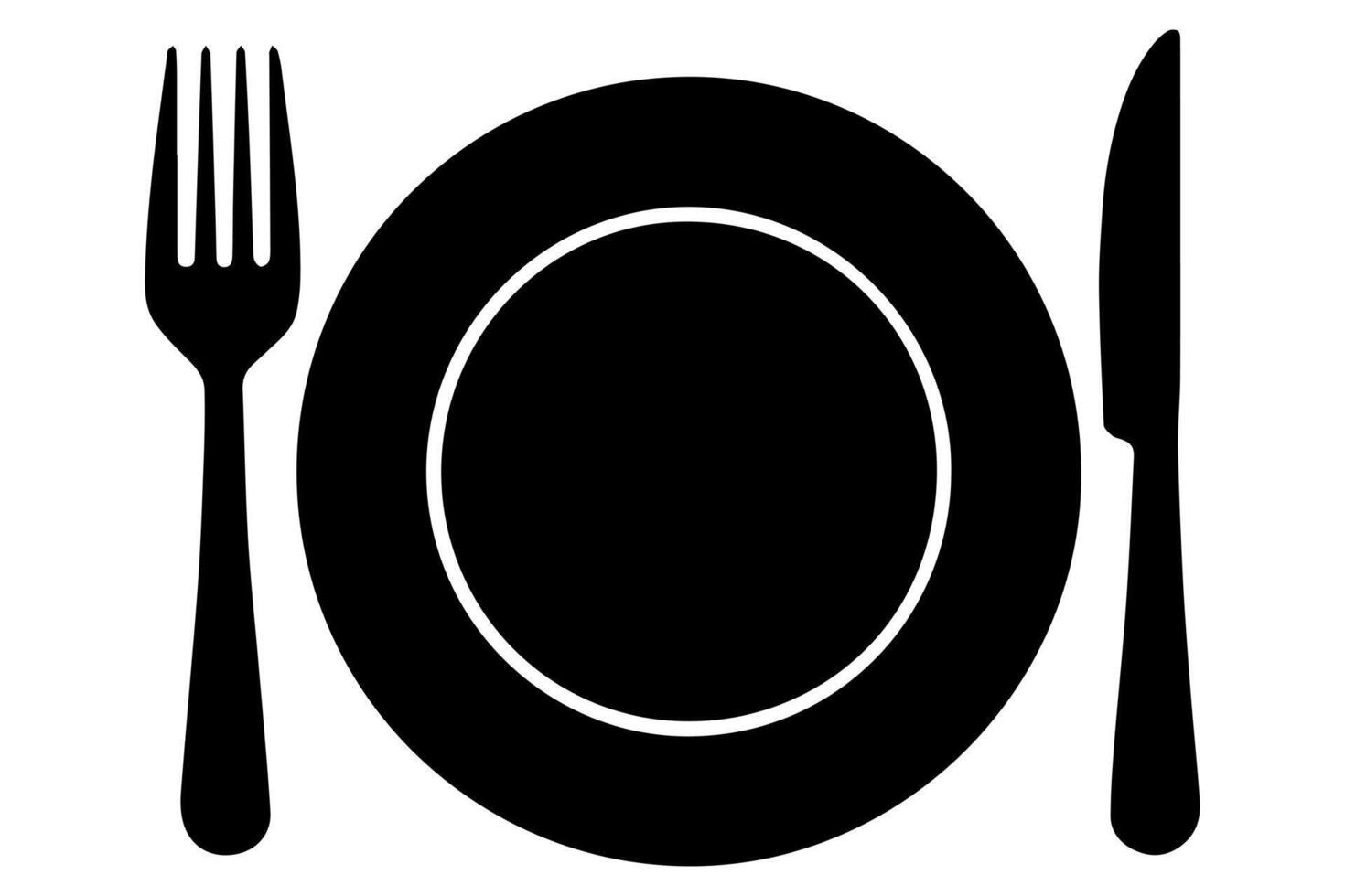 Minimal line icon of knife fork and plate vector