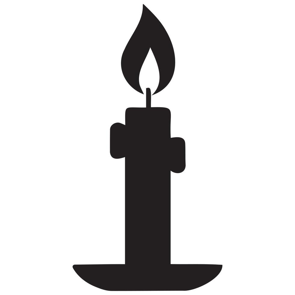 Minimal candle flame icon with outline vector