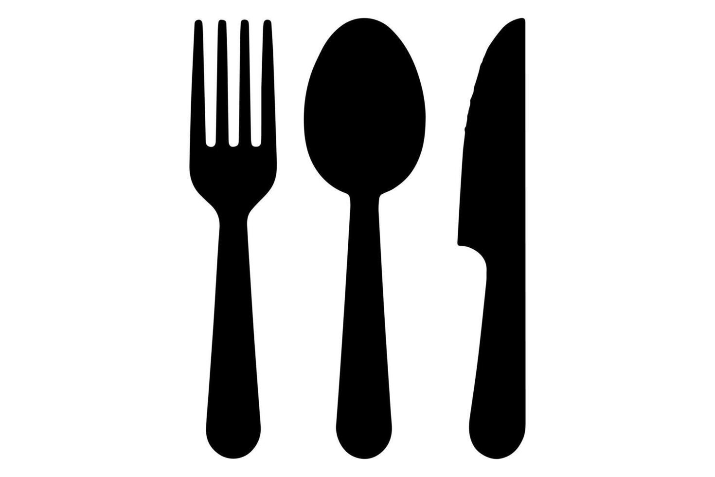 Minimalist plate fork and knife icon outline style vector