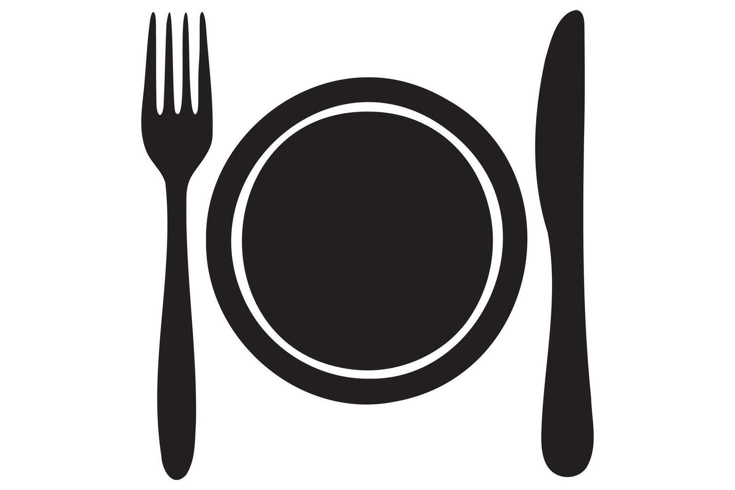 Elegant line style knife fork and plate icon vector