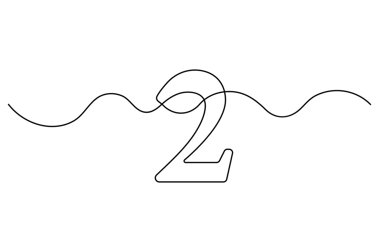 One line number 2 icon outline illustration vector