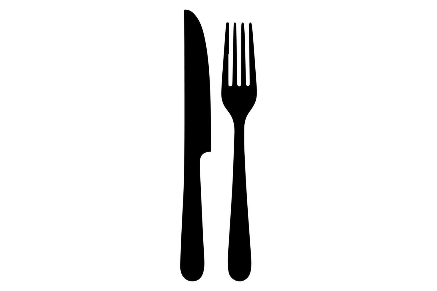 Knife fork and plate symbol in minimalist outline vector