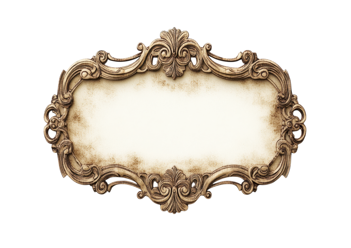 An ornate gold frame with a blank white paper png
