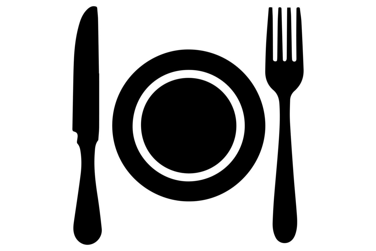 Minimal cutlery and plate icon on white background vector