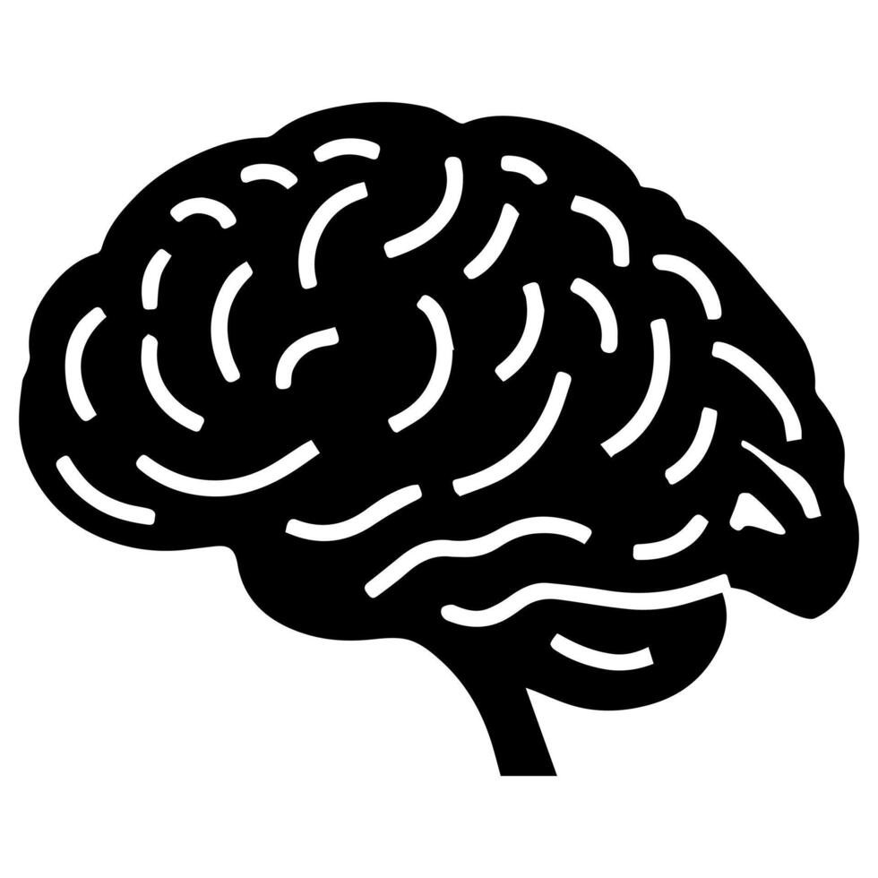 Human brain icon silhouette on white vector