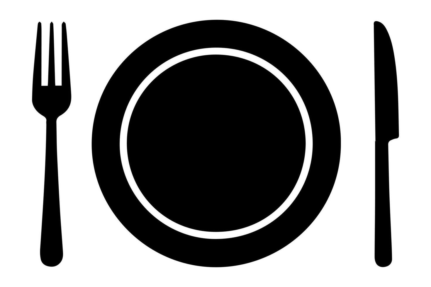 Modern minimalist knife fork plate icon design vector