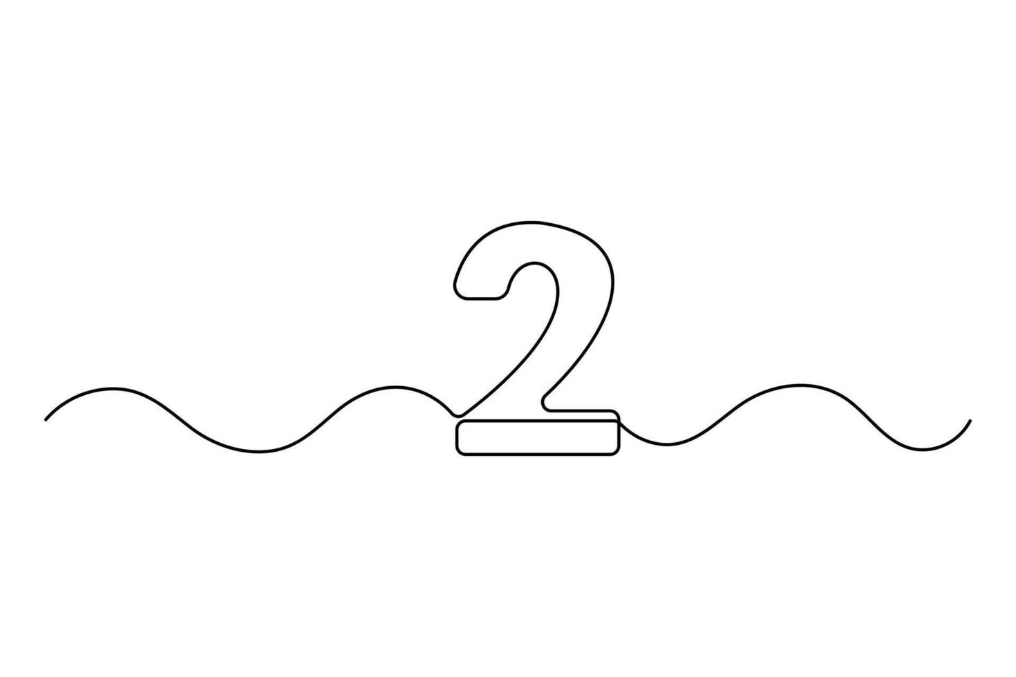 Number 2 icon one line drawing minimalist style vector