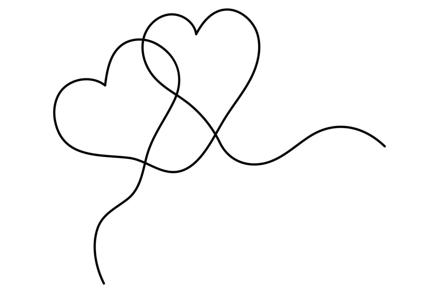 Minimal romantic heart icon one line sketch vector