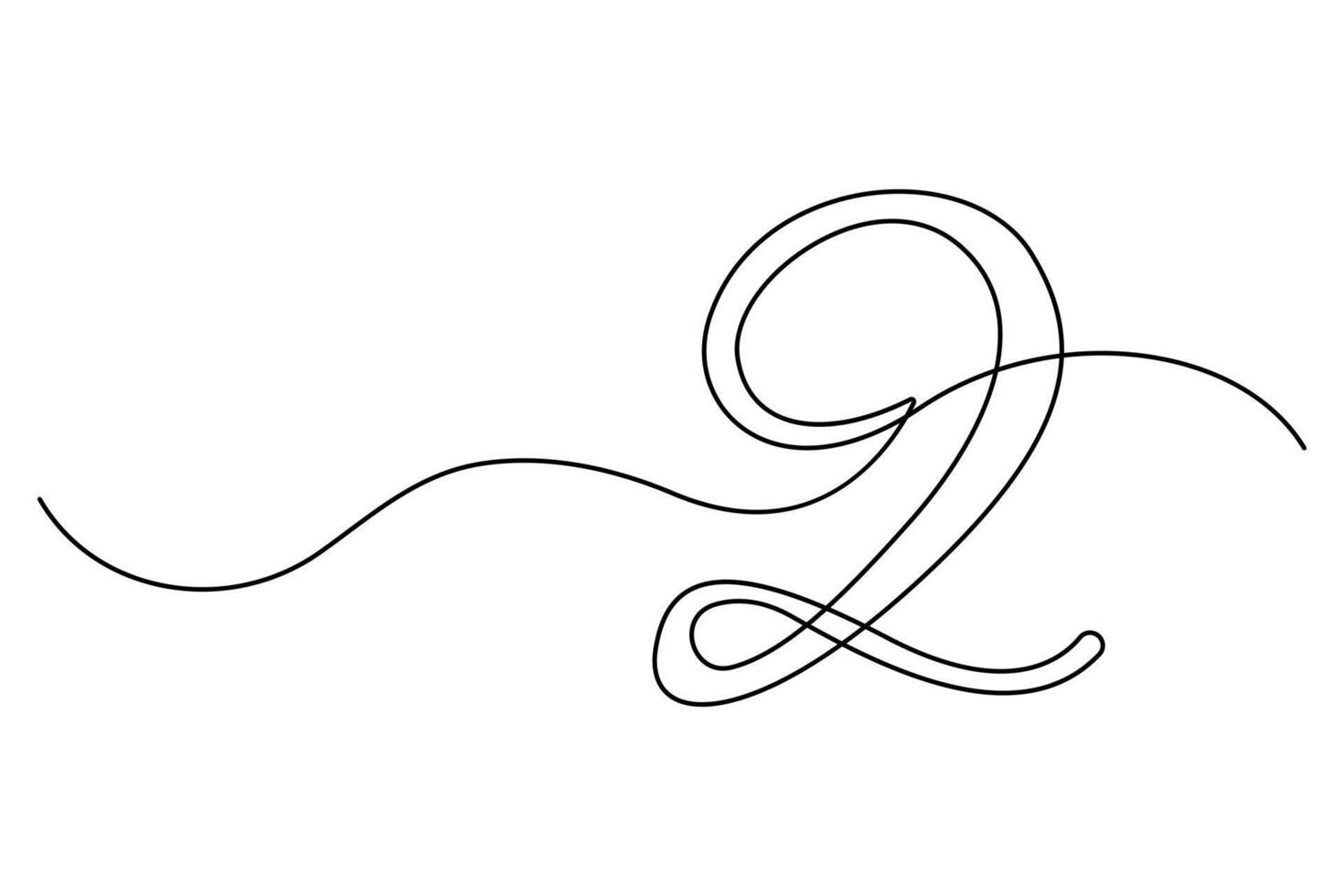 Elegant number 2 icon minimalist line illustration vector
