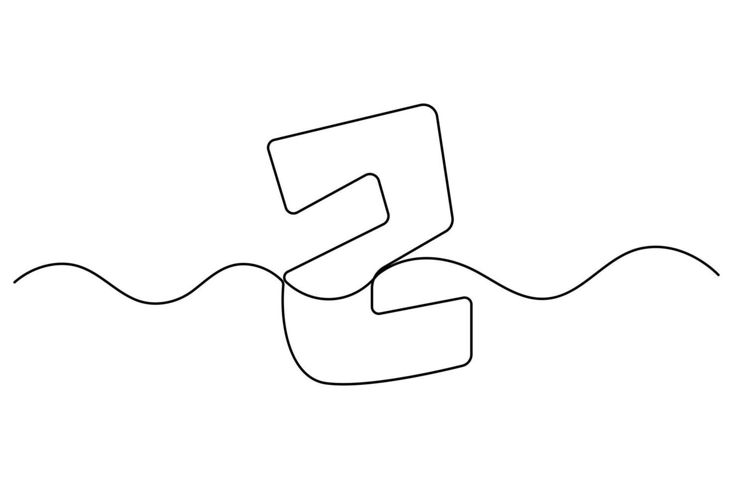 Artistic number 2 symbol in single line drawing vector