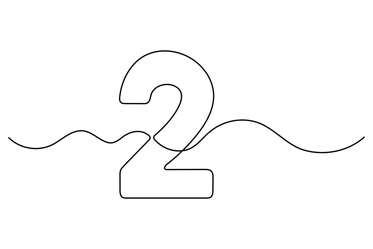 Number 2 icon continuous line minimalist style vector