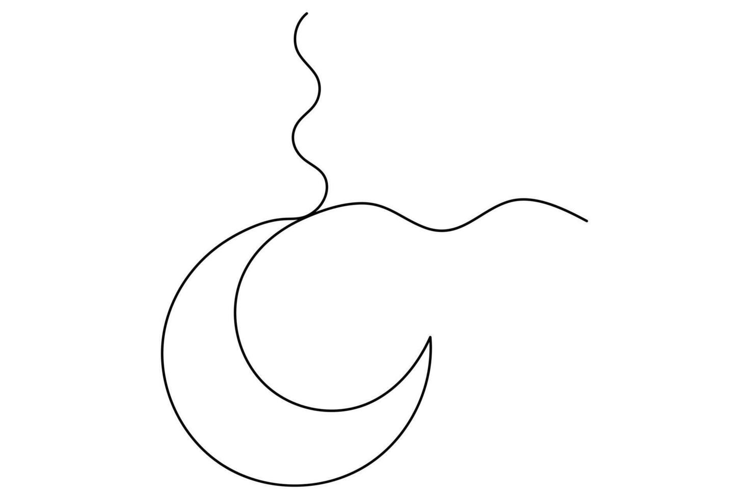 Modern one line continuous drawing of the moon and star for unique art vector