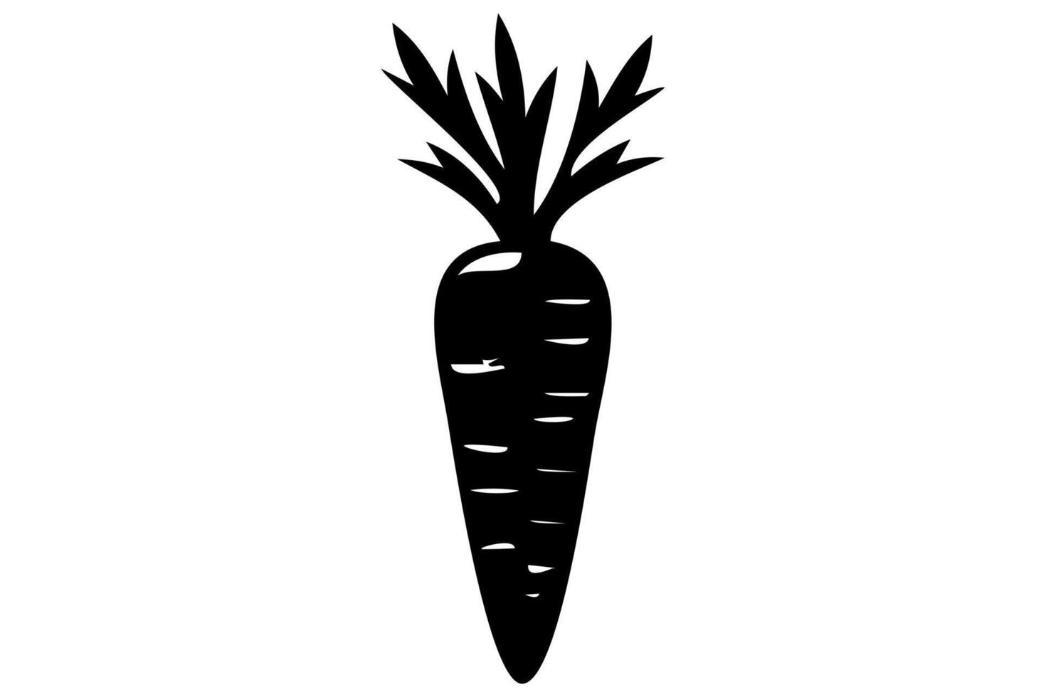 Black silhouette of whole carrot vector