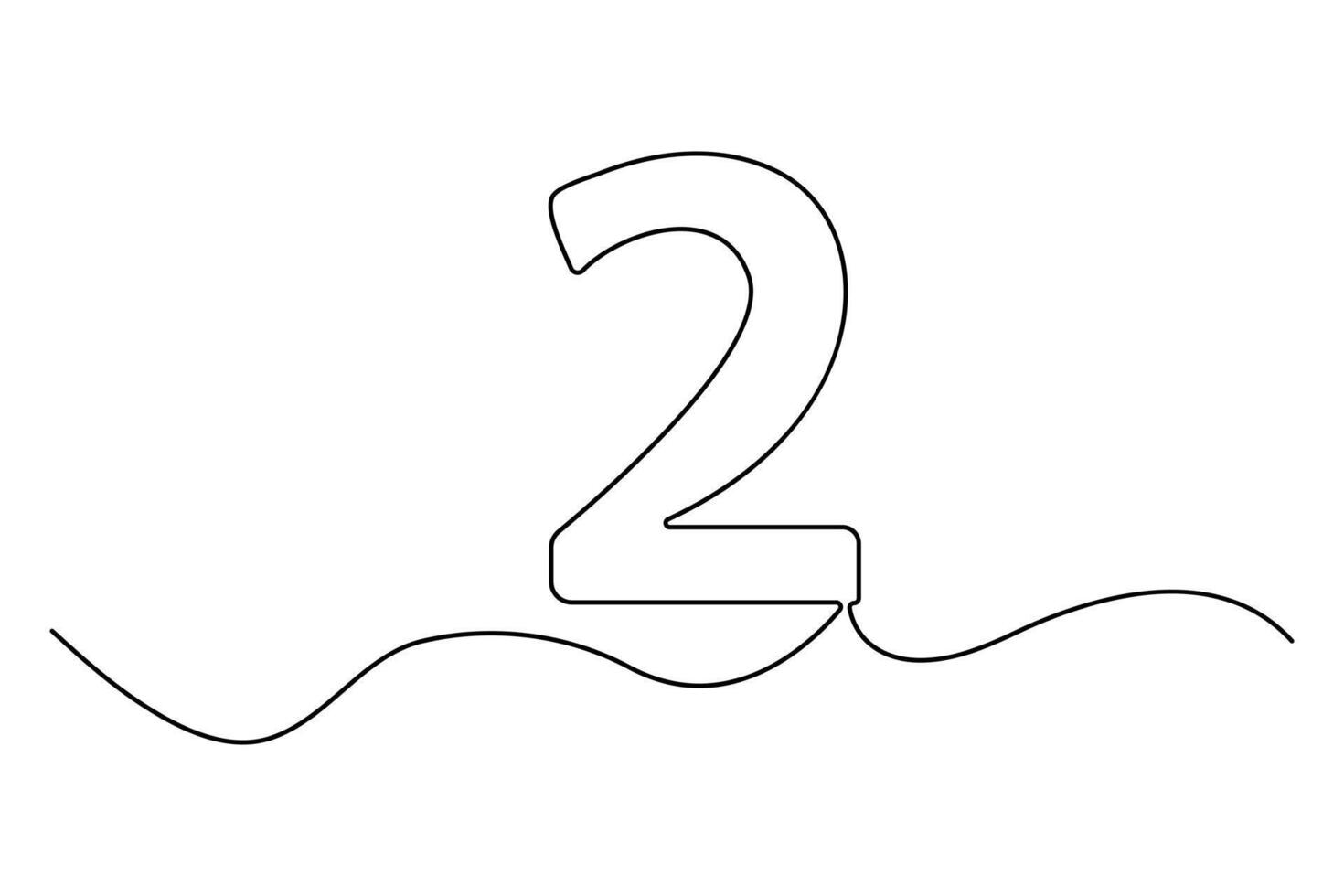 Number 2 design in minimal one line style vector