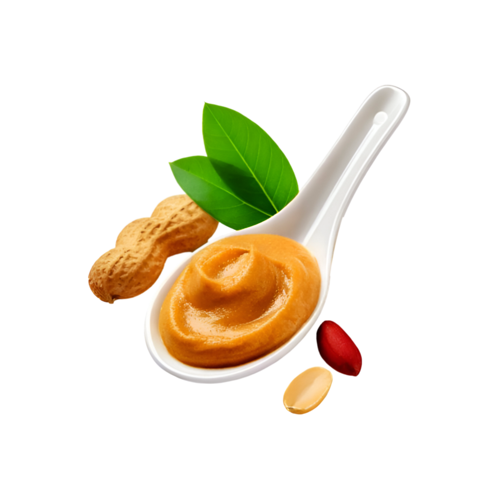 White spoon of peanut butter on transparent background png