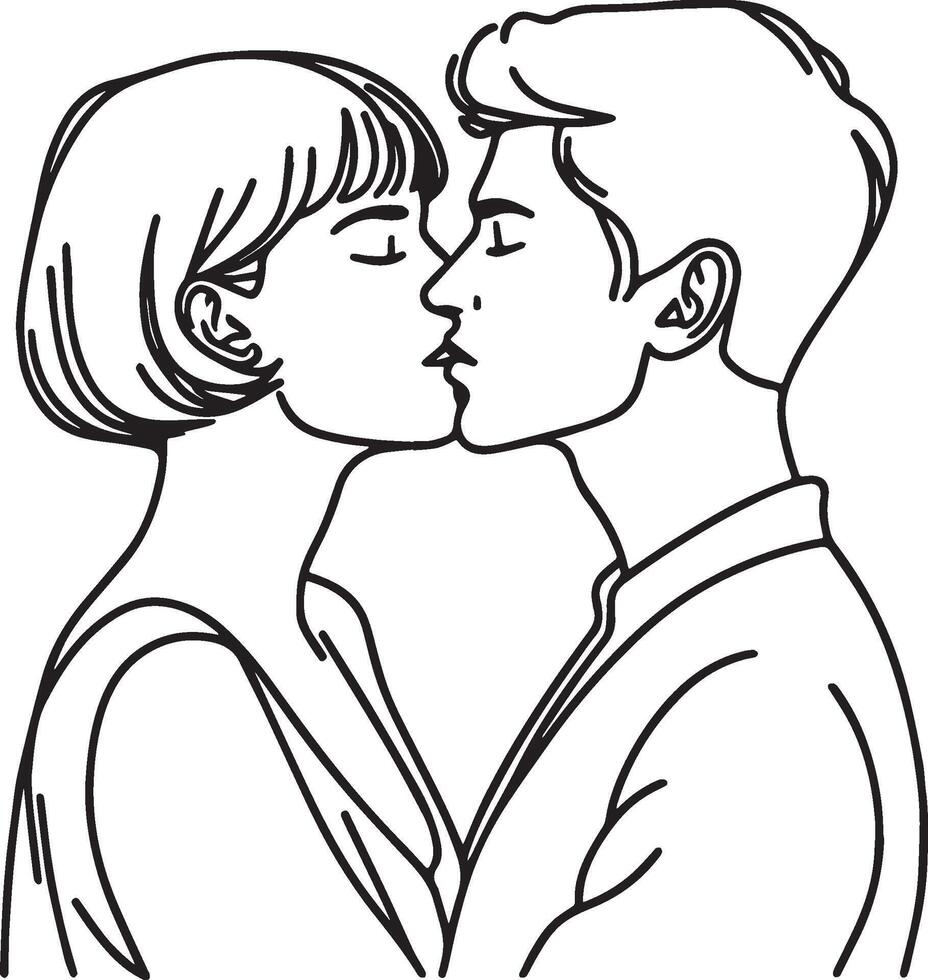 Man and Woman Kissing. vector