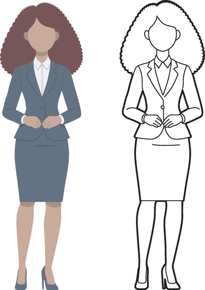Businesswoman Standing and Showing Product. vector