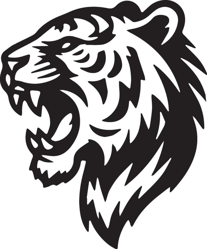 Tiger Side Head Roar Illustration. vector