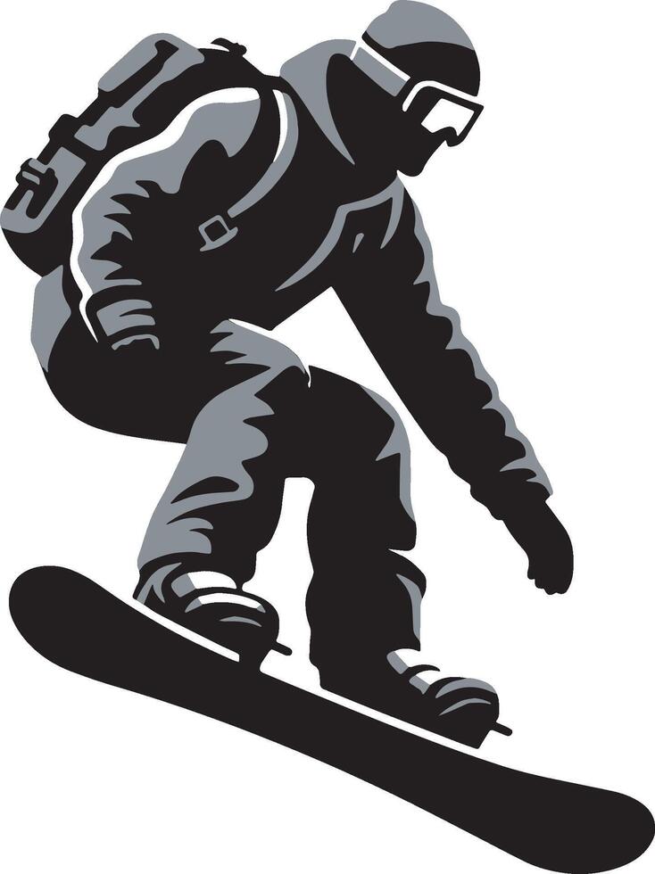 Skiboard Player Silhouette Illustration. vector