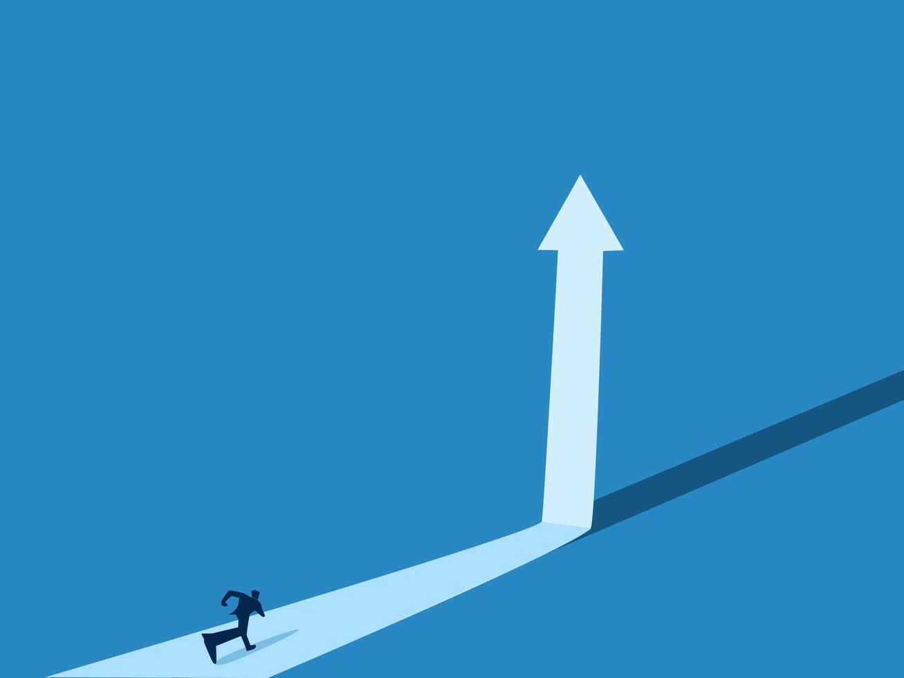 Growth, People running along the road arrow pointing up vector