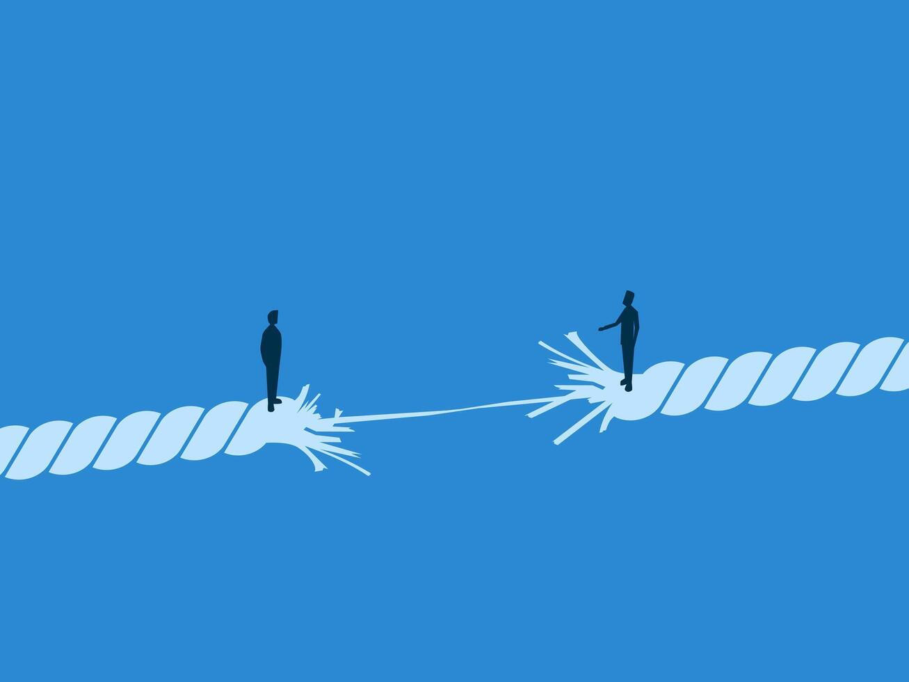Final Trust, Two Businessmen Negotiating on a Rope That's About to Break vector