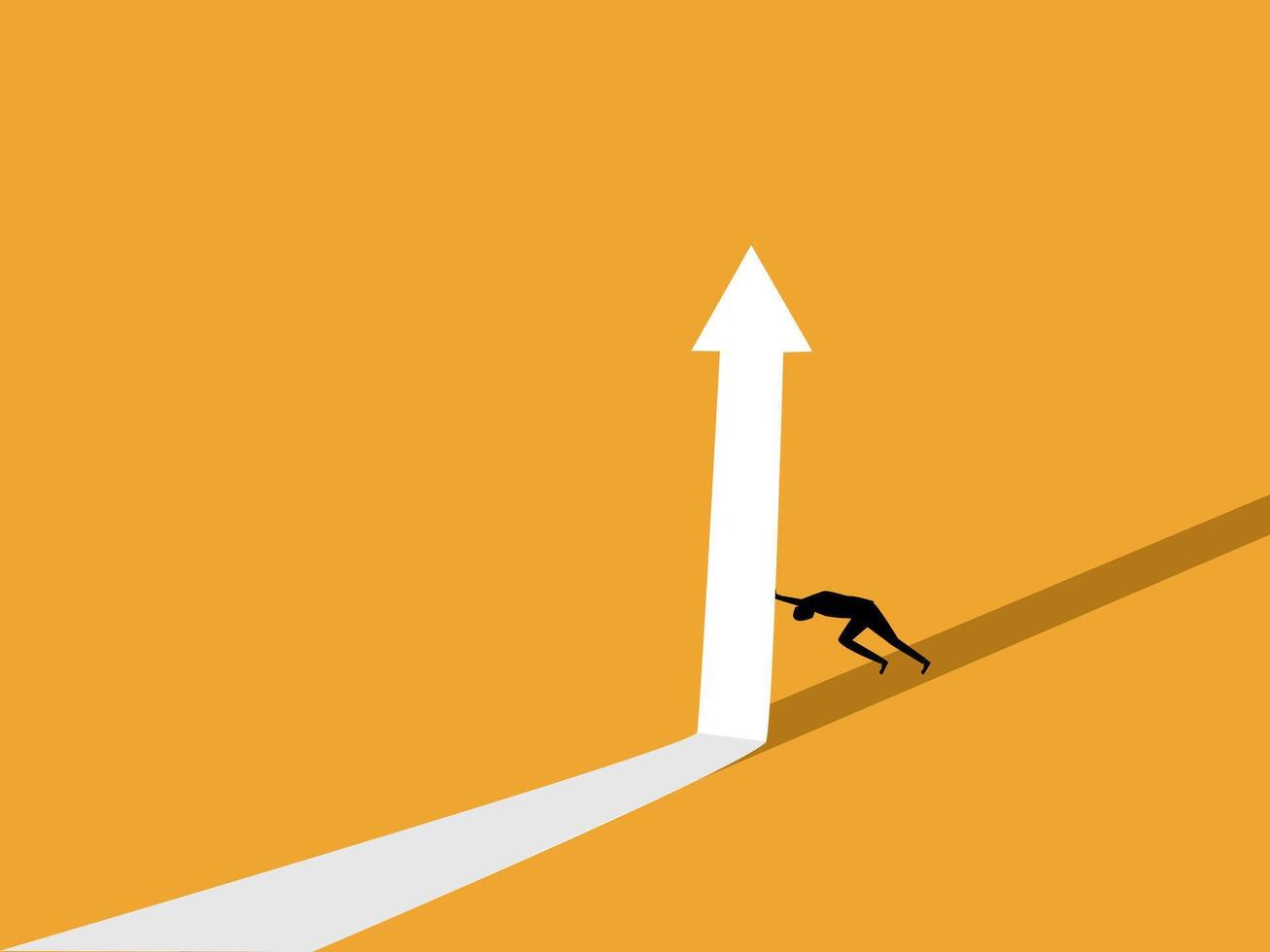 Striving to achieve the goal, Businessman pushes the graph arrow to grow vector