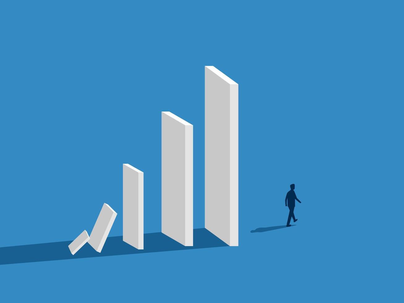 Danger or problem, businessman escapes from domino effect vector