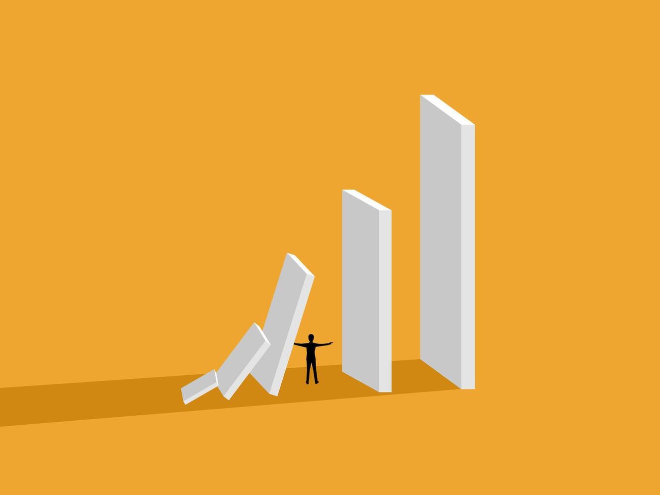 Risk Management, Businessman Stops Wooden Blocks from Falling vector