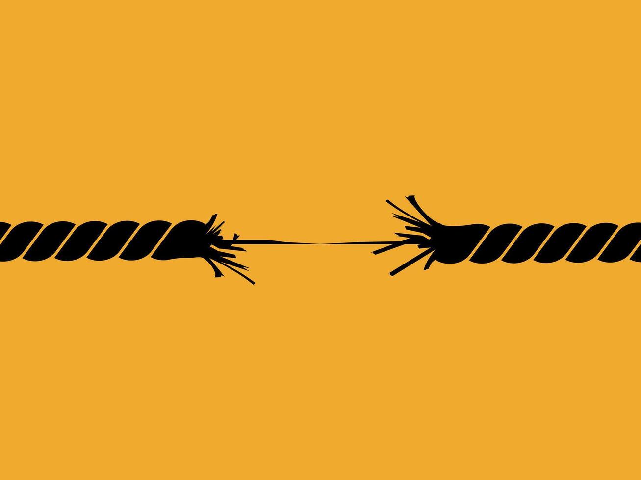 Near crisis, life hanging by a thread, rope about to break vector