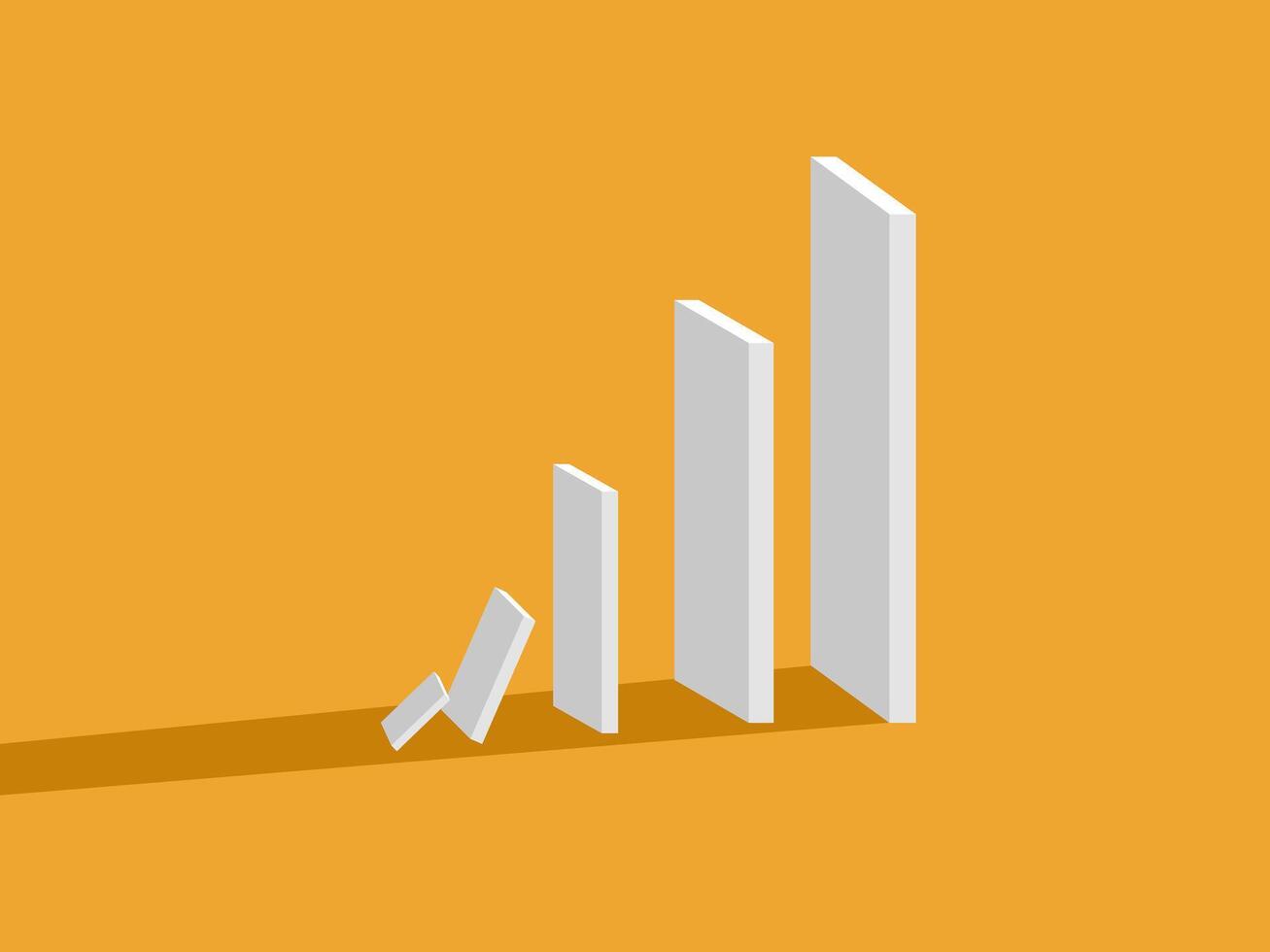Small problems cause bigger problems. Domino effect, the entire board collapses vector
