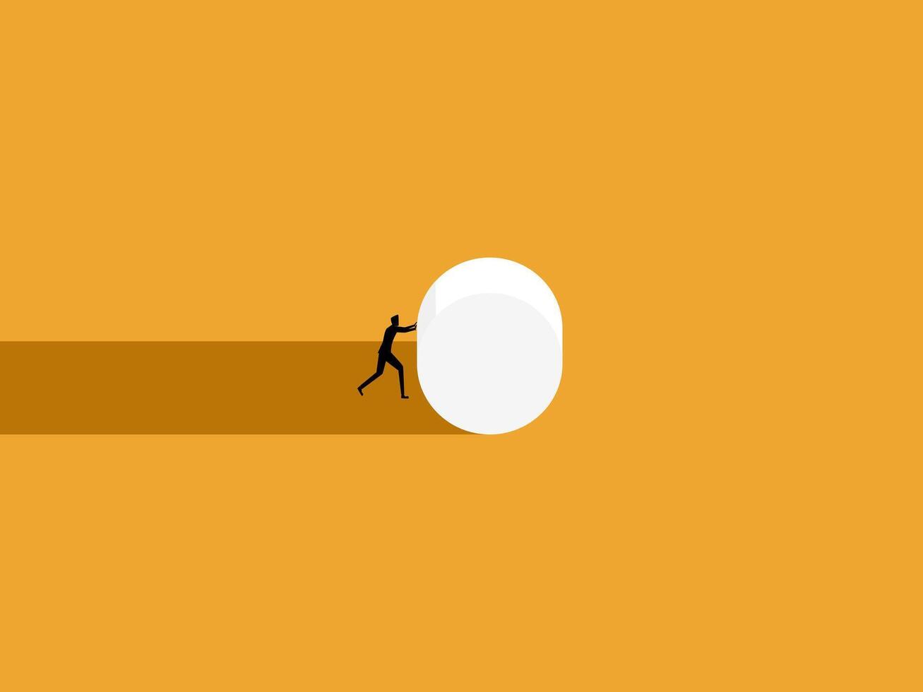 Gain an advantage over competitors, businessman pushes easy cylindrical objects vector
