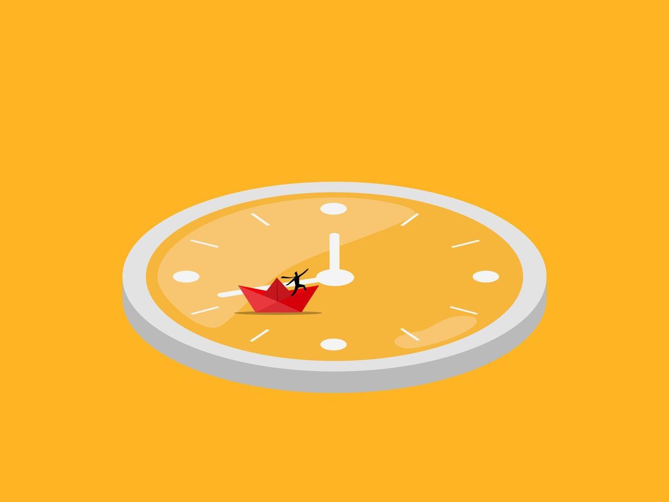 Time and travel, businessman sailing on a clock vector