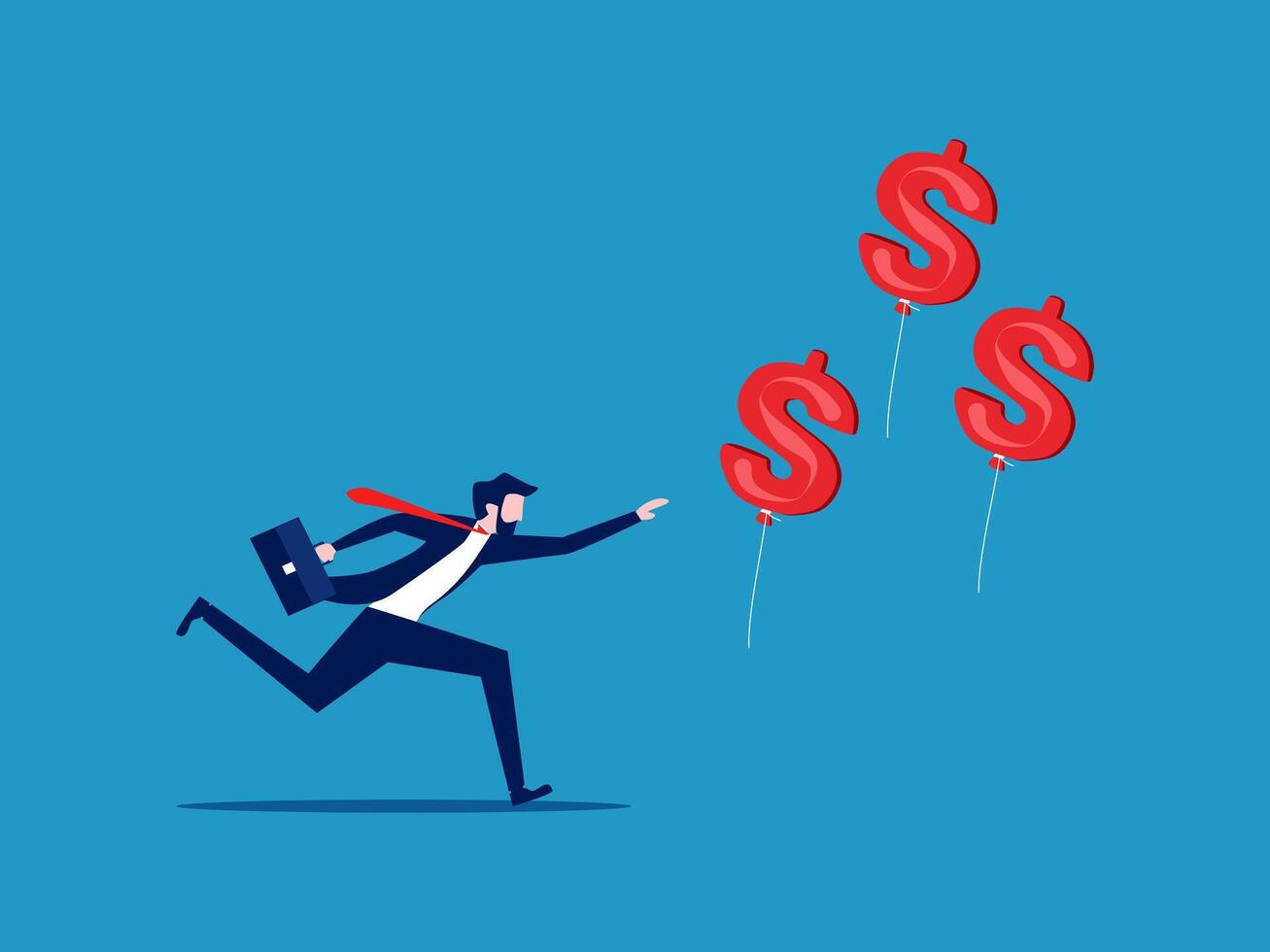 a man running with money balloons vector