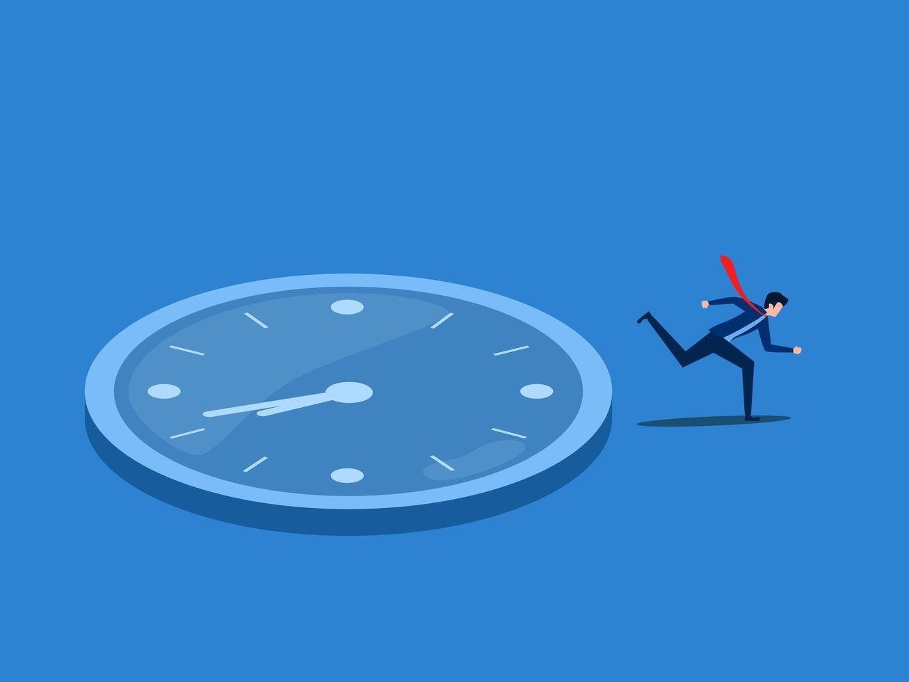 Businessman runs away from the same old spinning clock vector