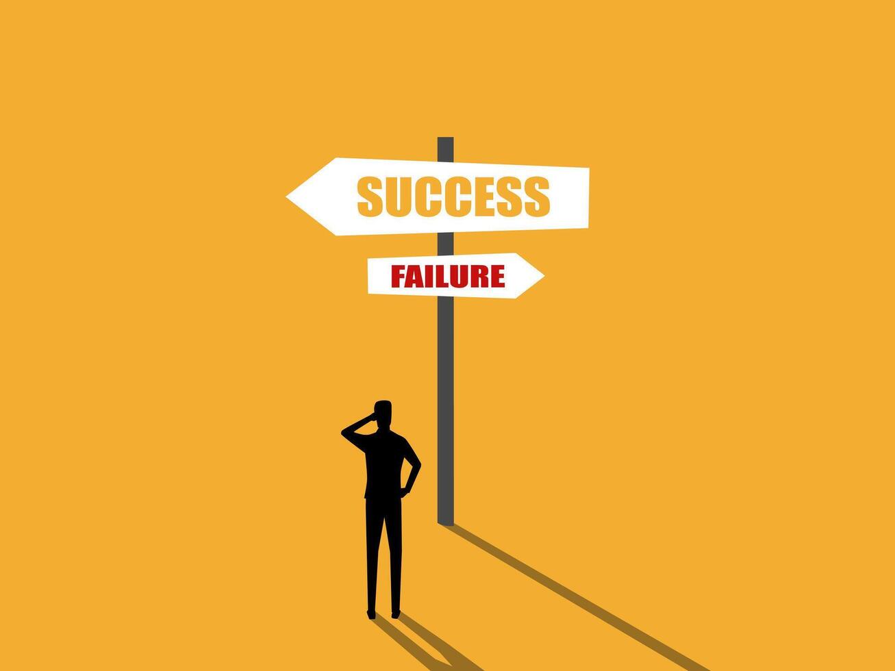 Businessman chooses signs to lead to success or failure vector