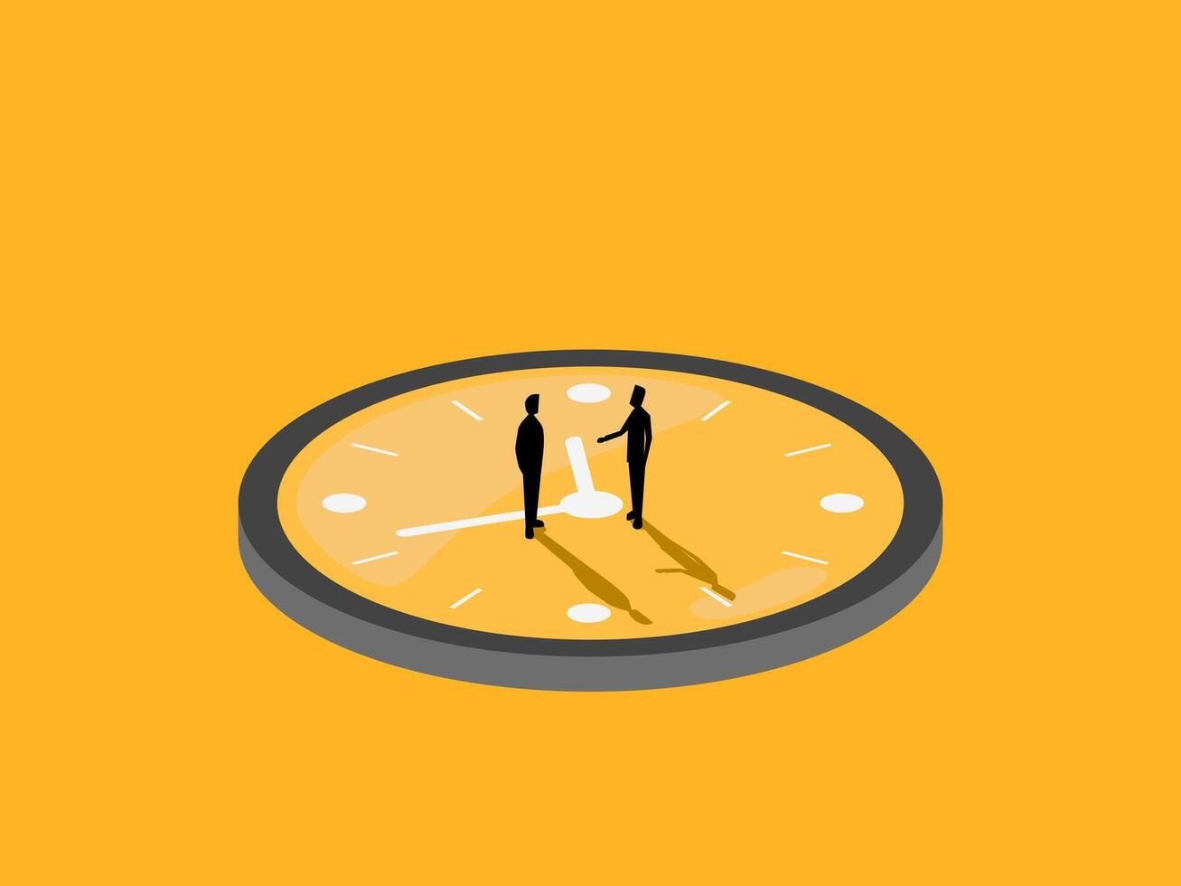 Cooperation working time, Two business people agreeing on the clock vector