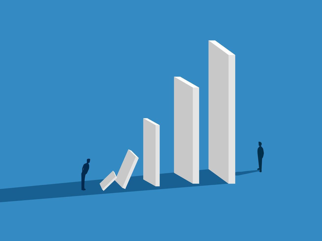 Risk management, Businessman creates domino effect vector