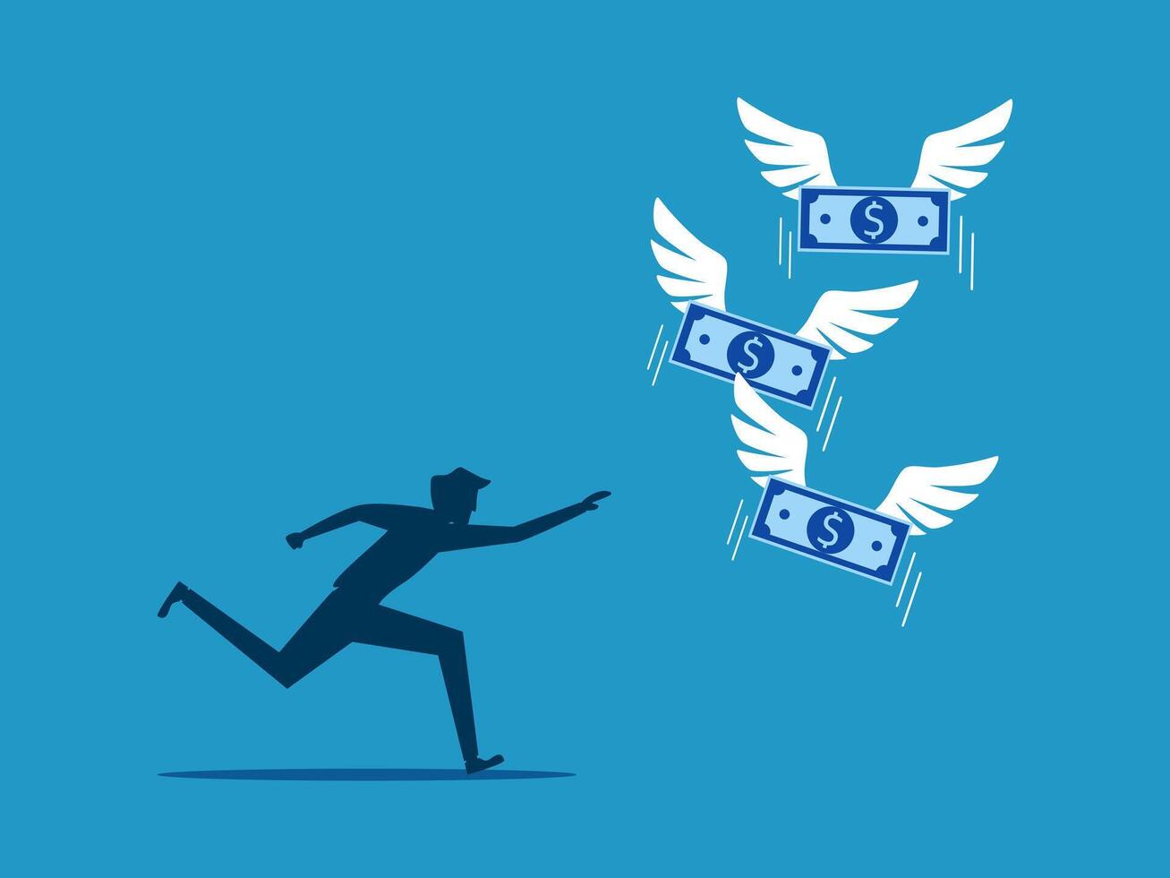 a man running with money flying out of his hands vector