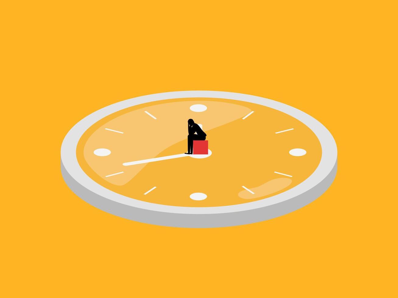 Waste of time, Businessman stressed on clock face vector
