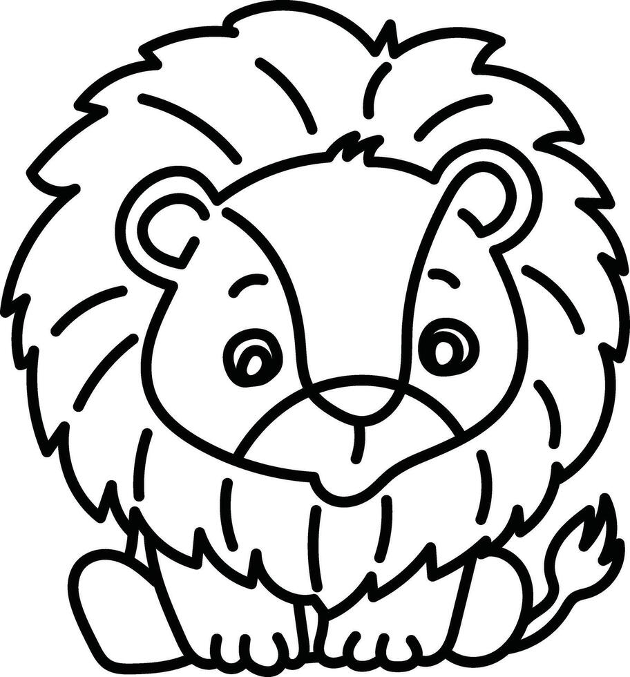Jungle Safari Lion. Fun Coloring Page for Little Kids. vector