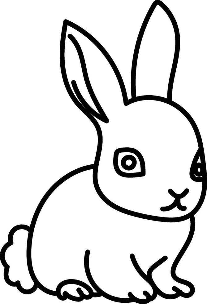 Outline Drawing of Kawaii Rabbit for Kids vector
