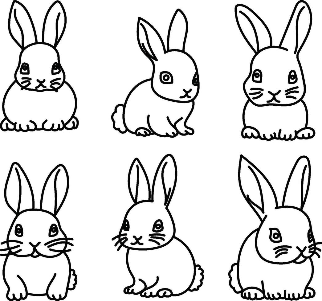 Cute Baby Rabbit Outline Drawing for Coloring Book vector