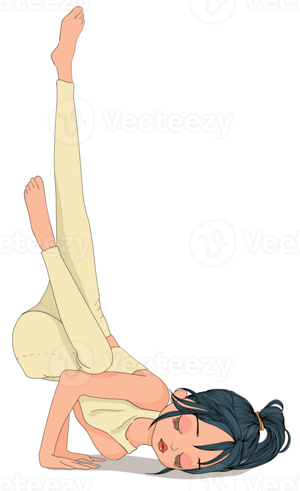Women are exercising.Doing yoga poses.Lady cartoon doing yoga and meditation to keep the body and mind healthy.Women are exercising. png