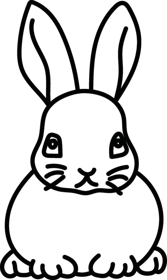 Cute Bunny Illustration in Black and White vector