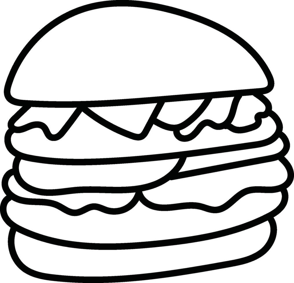 Fun and Easy Burger Sketch for Printable Kids Activity vector
