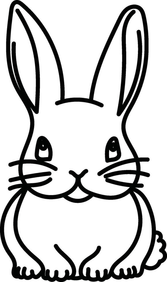 Cute Cartoon Rabbit Illustration in Coloring Page Style for Kids. vector