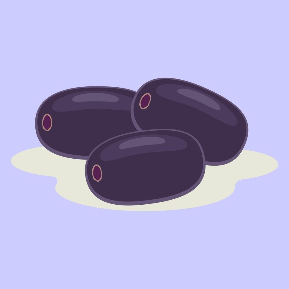 Juwet fruit , Jambolan plum or Javanese plum, scientific name Syzygium cumini vector